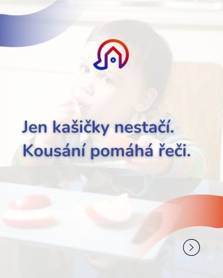 Jen kašičky nestačí. I kousání pomáhá řeči. 👅 Každé dítě má ale svoje tempo. 💛 👉 Jak u vás probíhalo přecházení na...